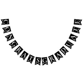 Elegant Black White Gratulerar Student Cap, diplom Vimplar