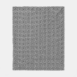 Elegant Black & White Grekiska Mönster Fleecefilt