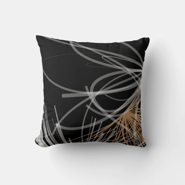 Elegant Black White & Guld Abstract Design Kudde (Framsida)