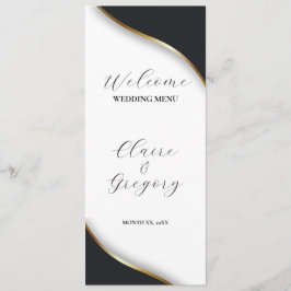 Elegant Black White Guld Bröllop Meny