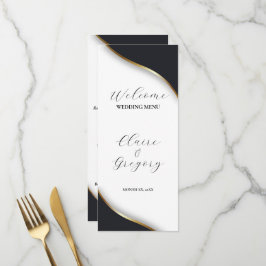 Elegant Black White Guld Bröllop Meny