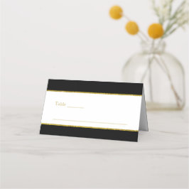 Elegant Black White Guld Bröllop Place Card Placeringskort