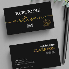 Elegant Black White Guld Chef Bakery Visitkort