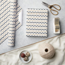 Elegant Black, White & Guld Chevron Wrapping Pappe Presentpapper