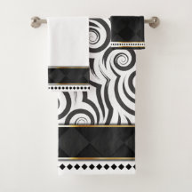 Elegant Black, White & Guld med Swirls
