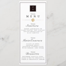 Elegant Black White & Guld Rand Bröllop Menu Meny