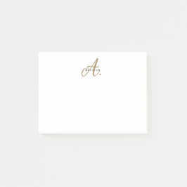 Elegant Black White Guld-skript, Monogram Post-it Block