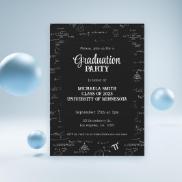 Elegant Black White Hand-Lettering Math Studenten Inbjudningar