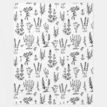 Elegant Black White Herbal Garden Mönster