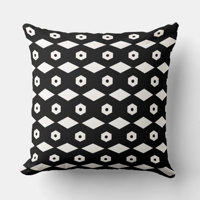 Elegant Black & White Hexagon Mönster Kudde (Framsida)