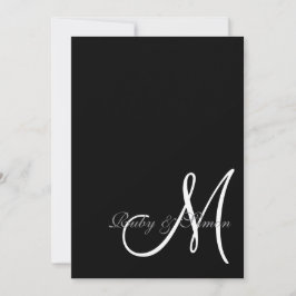Elegant Black White Initial Wedding  Inbjudningar