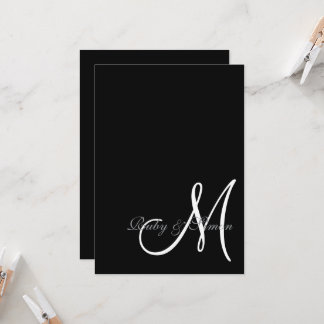 Elegant Black White Initial Wedding  Inbjudningar