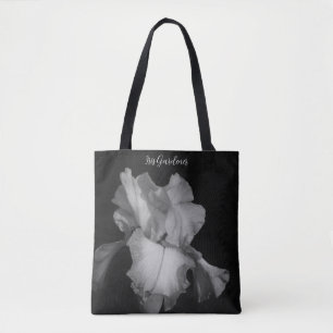 Elegant Black White Iris Photo Personlig Tygkasse