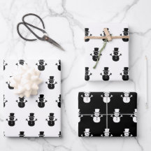 Elegant Black White jul Snögubbe Mönster Gift