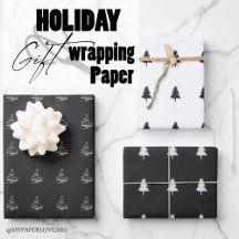 Elegant Black White Julgran Mönster Gift
