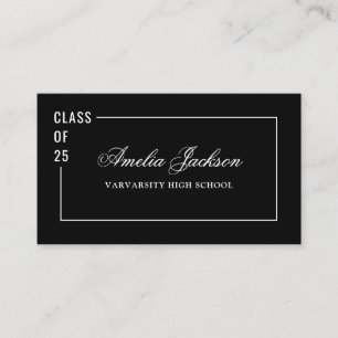 Elegant Black White-klass på 25 Student Namn-kort Visitkort