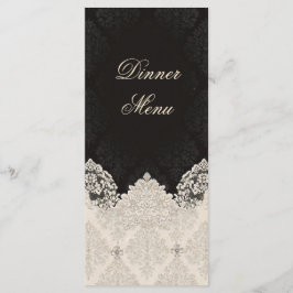 Elegant Black White Lace Wedding Dinner Menu Meny