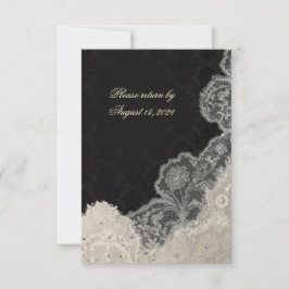 Elegant Black White Lace Wedding RSVP Card OSA Kort