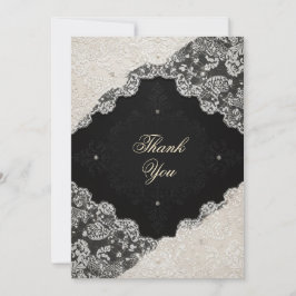 Elegant Black White Lace Wedding Thank You Note Tack Kort