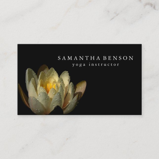 Elegant Black & white Lotus Flower Logotyp Yoga Bu Visitkort (Framsida)