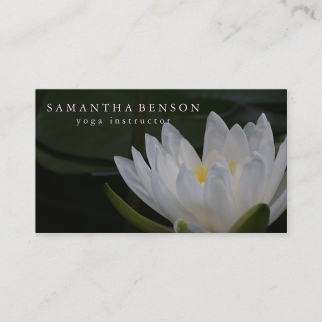 Elegant Black & white Lotus Flower Logotyp Yoga Bu Visitkort (Framsida)