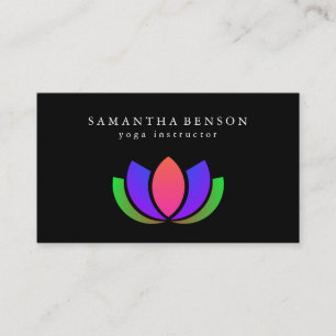 Elegant Black & white Lotus Flower Logotyp Yoga Bu Visitkort