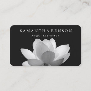 Elegant Black & white Lotus Flower Logotyp Yoga Visitkort