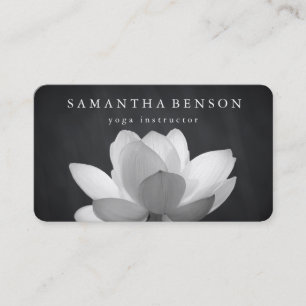 Elegant Black & white Lotus Flower Logotyp Yoga Visitkort