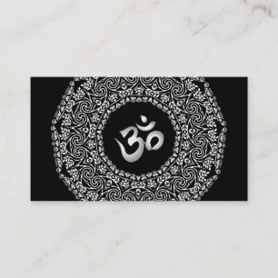 Elegant Black & white Mandala Art Logotyp Yoga Visitkort