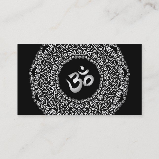 Elegant Black & white Mandala Art Logotyp Yoga Visitkort (Framsida)