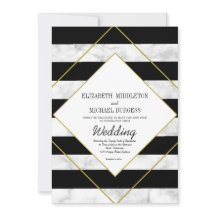 Elegant Black White Marble Guld Geometric Bröllop