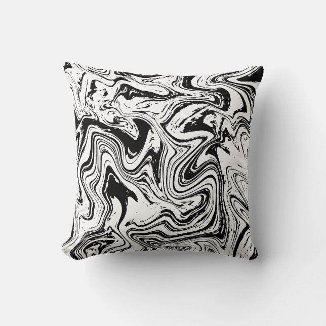 Elegant Black White Marble Kudde (Framsida)