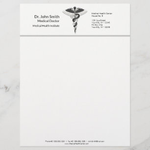 Elegant Black White Medical Classy Noble Caduceus Brevhuvud
