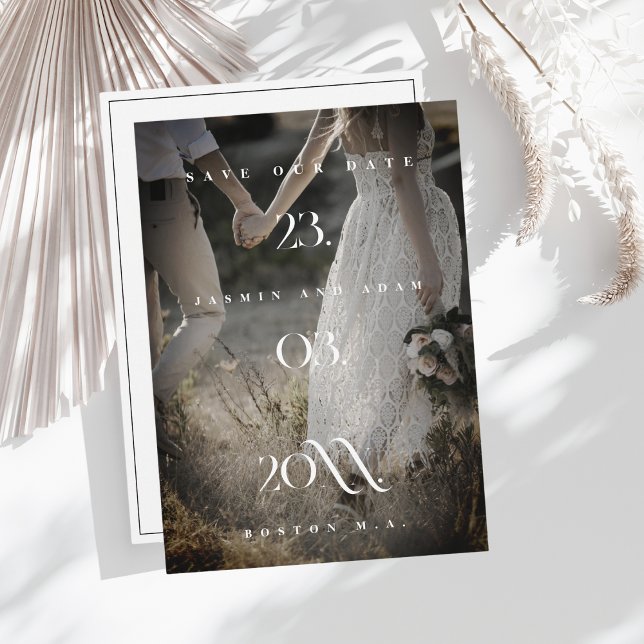 Elegant Black White Minimal Photo Bröllop Spara Datumet (Skapare uppladdad)