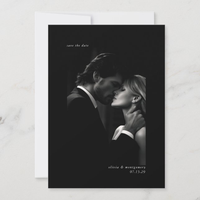 Elegant Black White Minimal Photo Save Date Inbjudningar (Framsida)