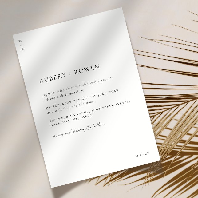 Elegant Black & White Minimalist Simple Wedding Inbjudningar (Skapare uppladdad)