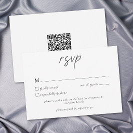 Elegant Black White Minimalist Wedding QR OSA Kort
