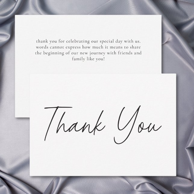 Elegant Black White Minimalist Wedding Tack Kort (Elegant Black White Minimalist Wedding Thank You Card)