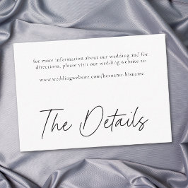 Elegant Black White Minimalist Wedding Tilläggskort