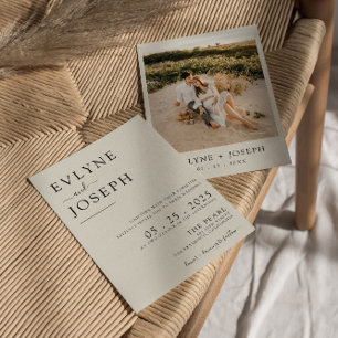 Elegant Black & White Modern Chic Photo Bröllop Inbjudningar