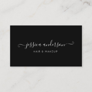 Elegant Black White Modern Chic Script Calligraphy Visitkort
