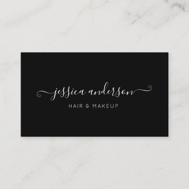 Elegant Black White Modern Chic Script Calligraphy Visitkort (Framsida)