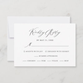 Elegant Black White Modern Script Bröllop OSA Kort