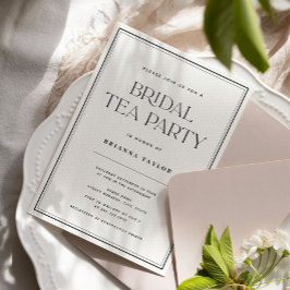 Elegant Black & White Möhippa Tea Party Inbjudningar