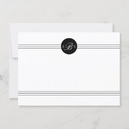 Elegant Black White Monogram Anpassningsbar Statio Anteckningskort