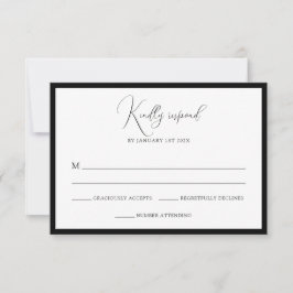 Elegant Black & White Monogram Bordered Wedding OSA Kort