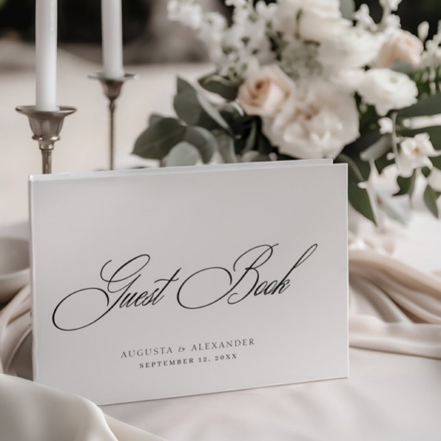 Elegant Black & White Monogram Bröllop Guest Bok (Elegant Black & White Monogram Wedding Guest Book)