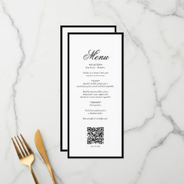 Elegant Black White Monogram Bröllop QR-kod Meny