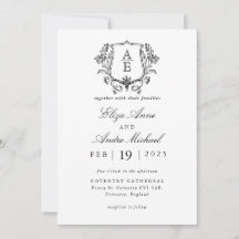 Elegant Black & White Monogram Löv Vapensköld Bröl