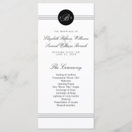 Elegant Black White Monogram-programrackkort Program